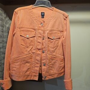GAP Womans Coral-Orange Lightweight Denim Jacket